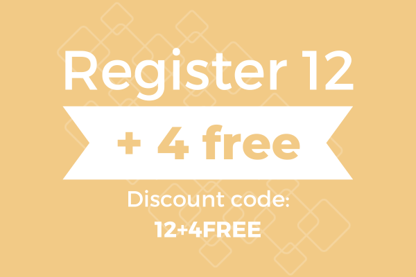 Register 12 + 4 Free - Discount code: 12+4FREE